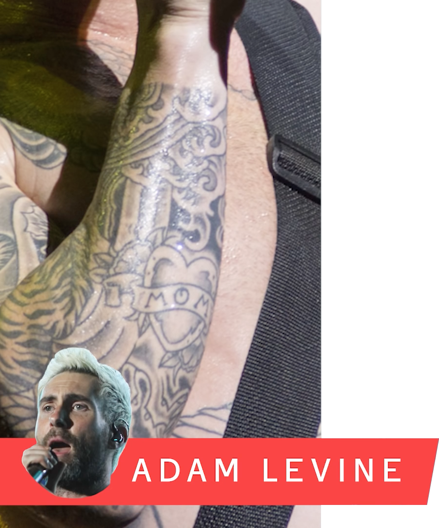 Adam Levine Needs His Mom Tattoo Flipped The Other - Tattoo (897x1077), Png Download