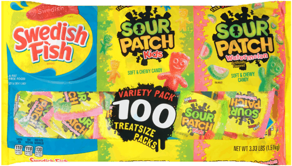 50 For Sour Patch Kids And Swedish Fish® Variety Pack - Snack (600x370), Png Download