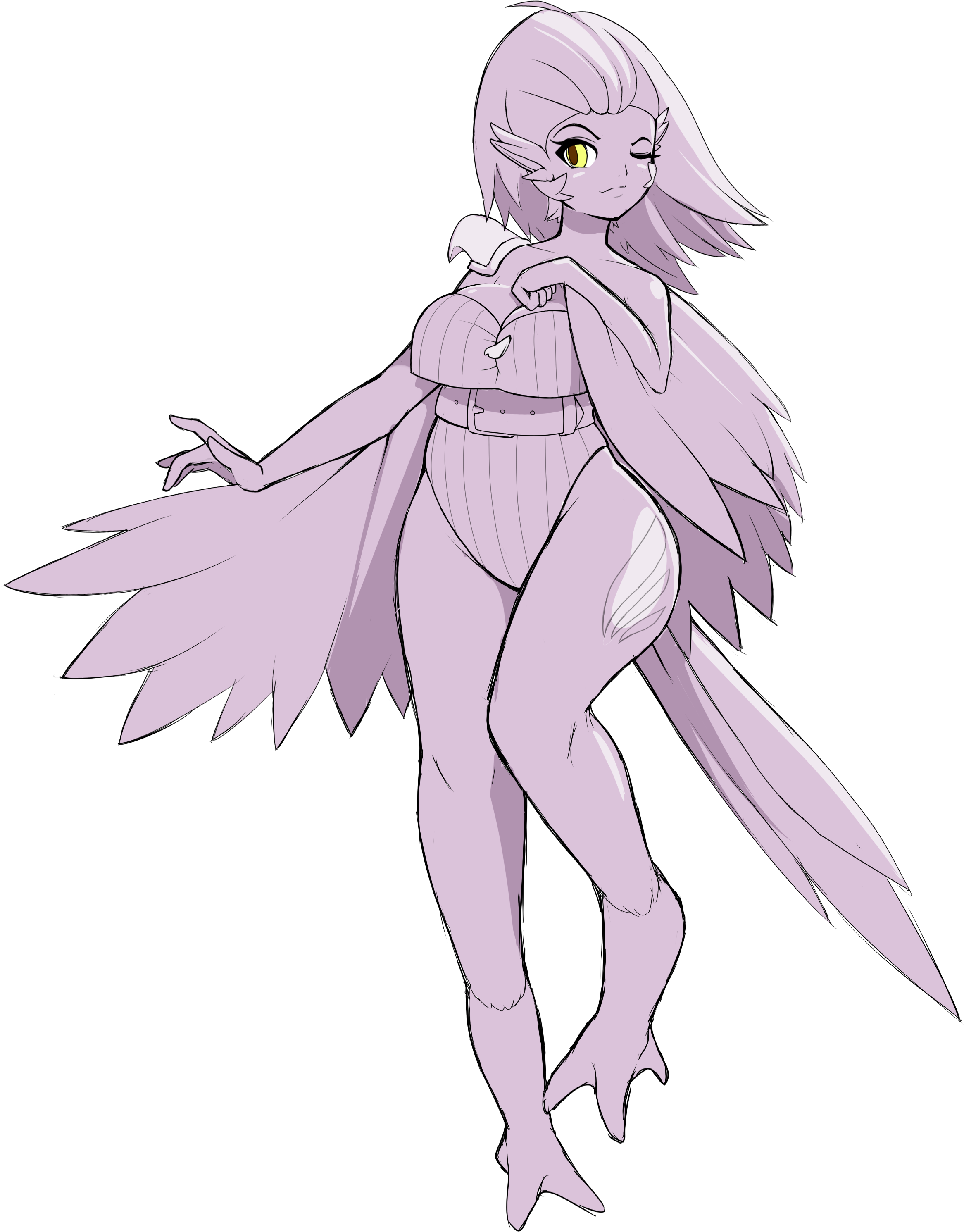 Bird Girl Sketch By Solgryn On Deviantart - Chibi Bird Girl (2409x3080), Png Download