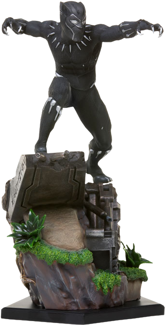 23" Marvel Statue Black Panther - Black Panther Iron Studios (480x667), Png Download