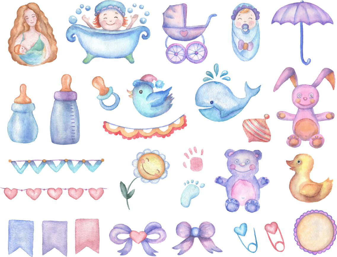 Painting Baby Shower Drawing Infant Cartoon Painted - Toys For Baby Shower (1137x866), Png Download