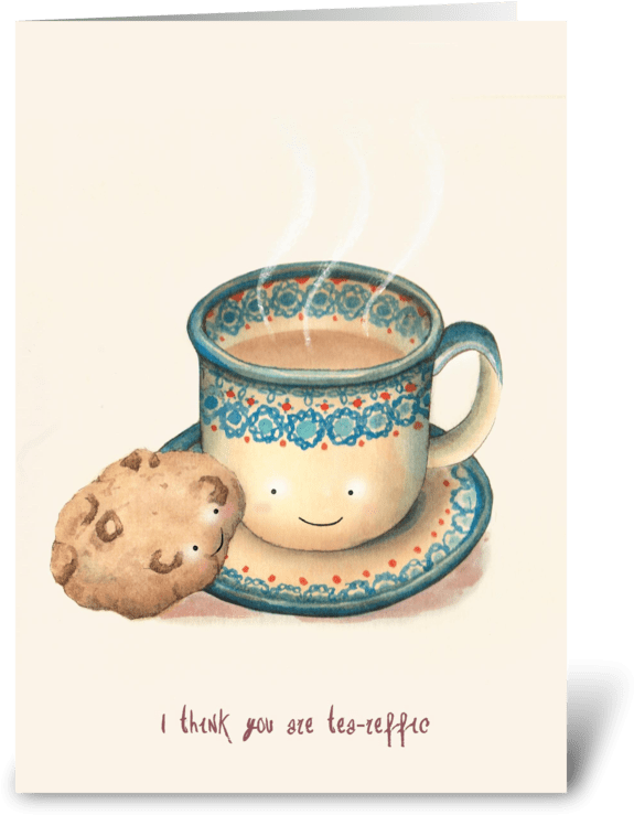 Tea-reffic Greeting Card - Coffee Cup (700x792), Png Download