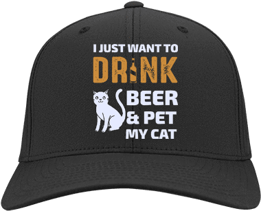 Cat Hat - I Just Want To Drink Beer & Pet My Cat (385x385), Png Download