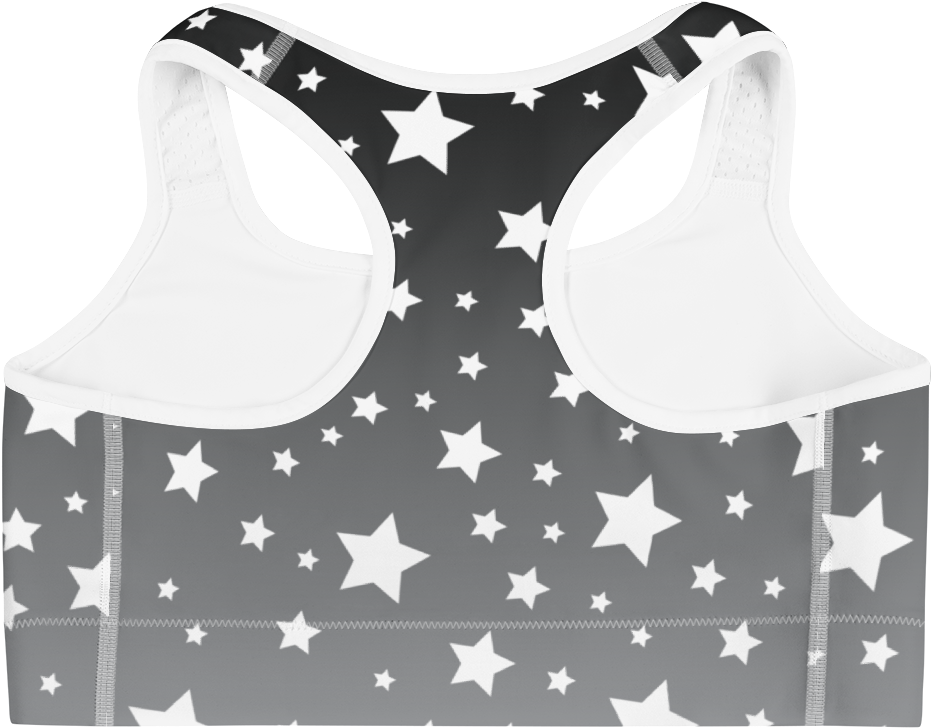 White Stars Gray Ombre Sports Bra Mockup Back Flat - Sports (1000x1000), Png Download