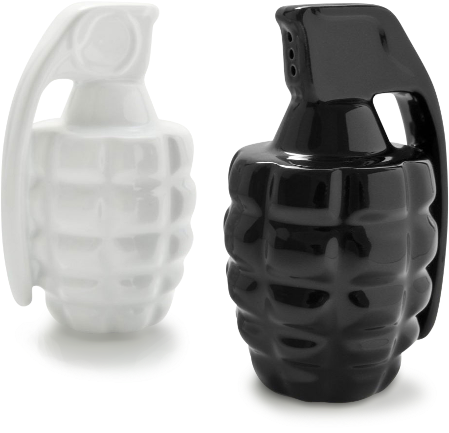 Porcelain Hand Grenade Salt & Pepper Shaker Set-0 - Grenade Salt And Pepper Shakers (1500x1100), Png Download