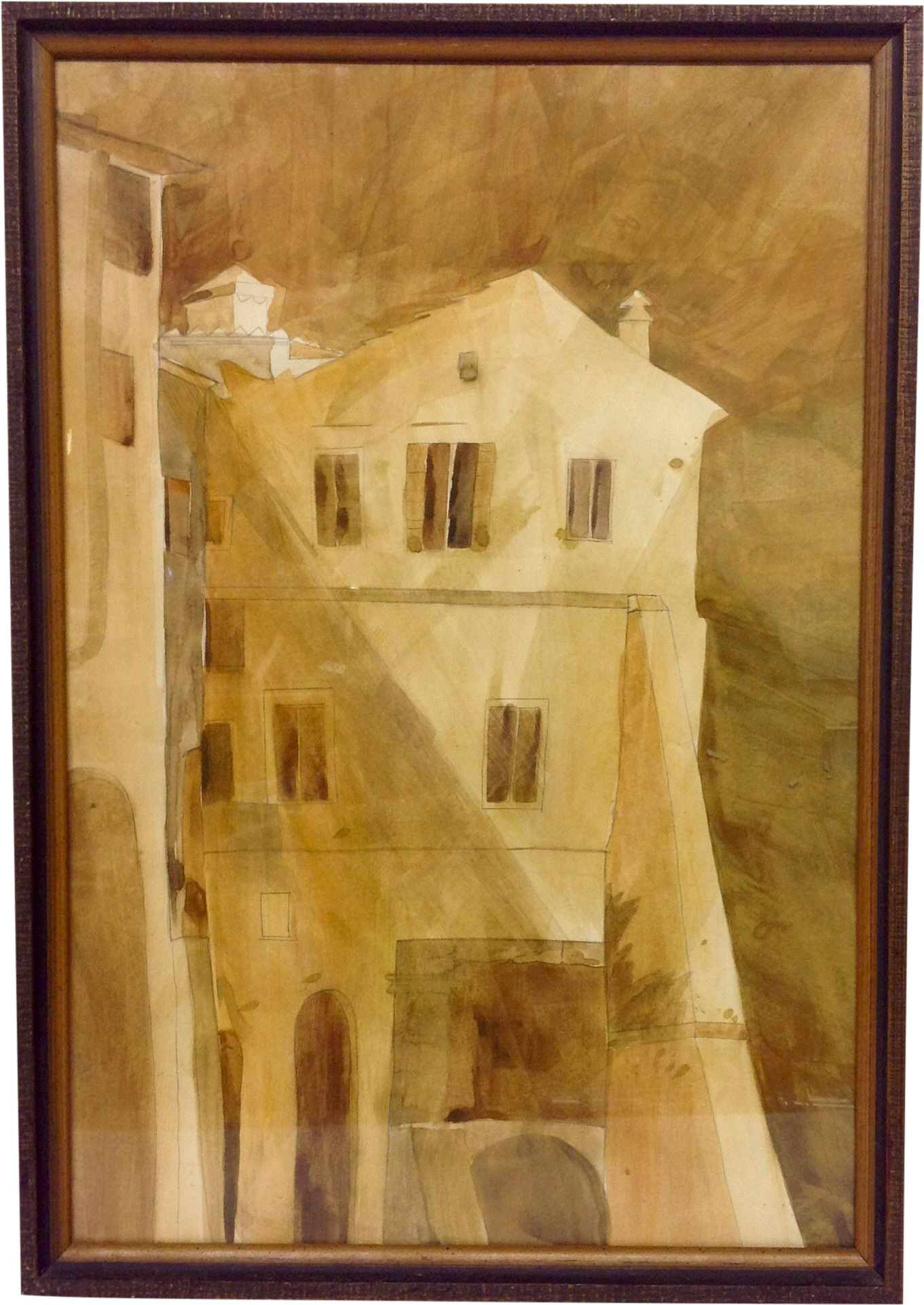 Fenninger Style Architectural Watercolor On Paper On - Picture Frame (1511x2133), Png Download