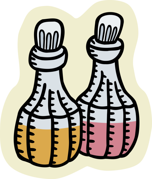 Black And White Stock Oil And Vinegar Bottles Image - Clip Art (594x700), Png Download