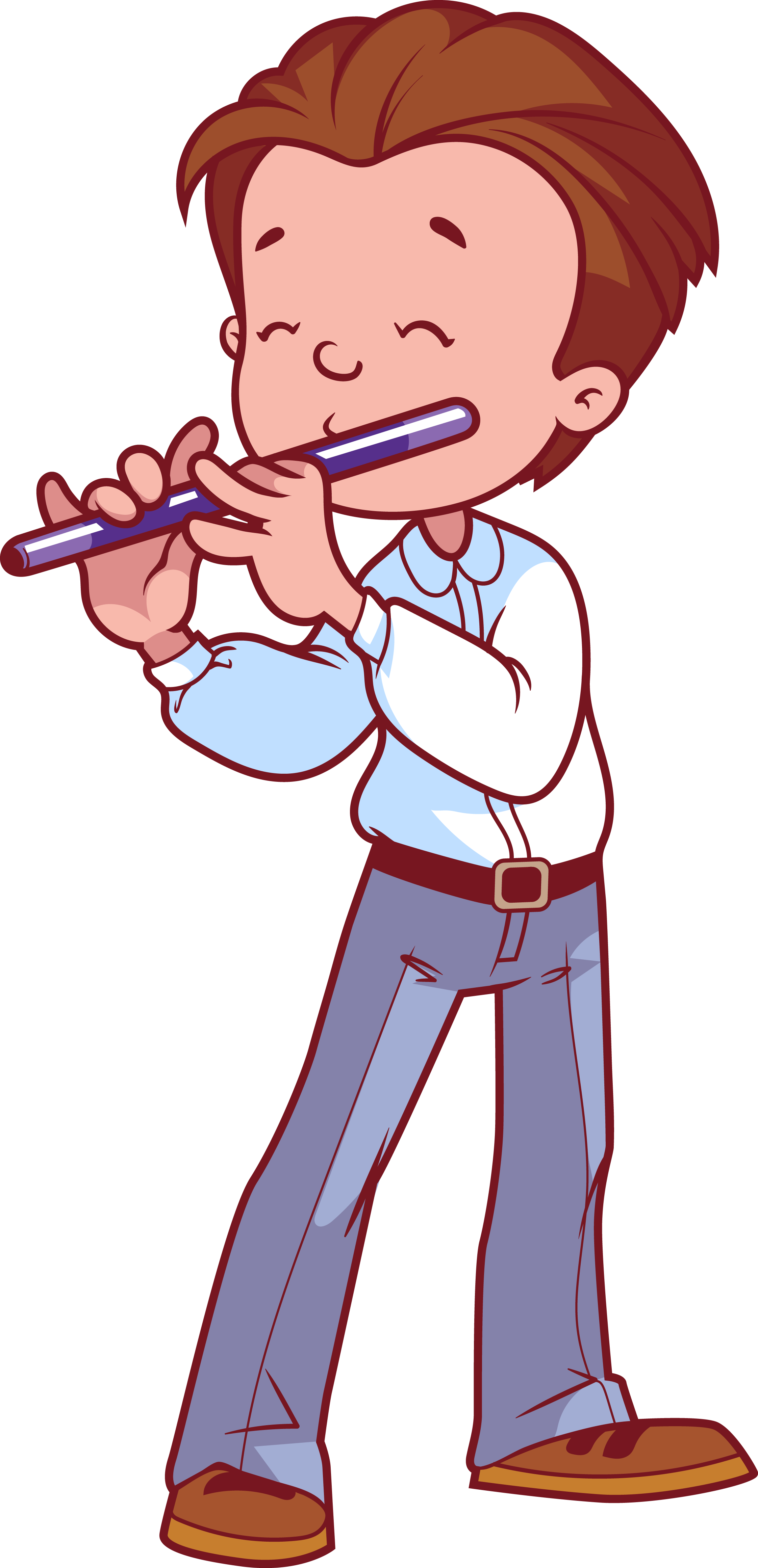 Anchorman Clip Flute - Boy Flute Png Clipart (2244x4645), Png Download
