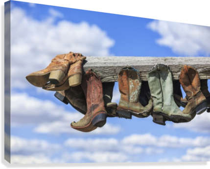 Old Cowboy Boots Hanging In Memory Of John Booth, Great - Posterazzi Old Cowboy Boots Hanging In Memory (429x344), Png Download