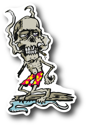 Zombie Smoking Joint And Surfing Sticker - Sticker (600x600), Png Download