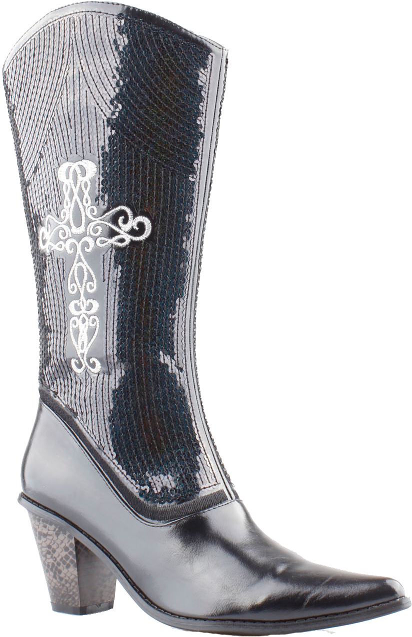 Black Bling Cowboy Boots (1060x1452), Png Download