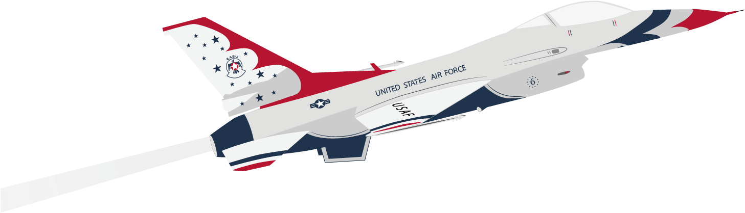 Follow The Flight - Air Force Thunderbird Png (1500x671), Png Download