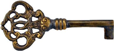 Antique Solid Brass Reproduction Barrel Skeleton Key - Antique Key Png (400x400), Png Download