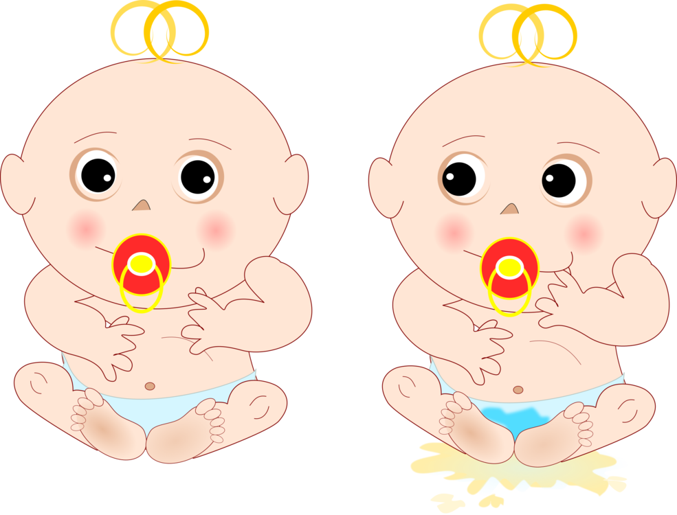 Infant Child Pacifier Diaper Boy - Imagen De Bebes Gemelos Animados (985x750), Png Download