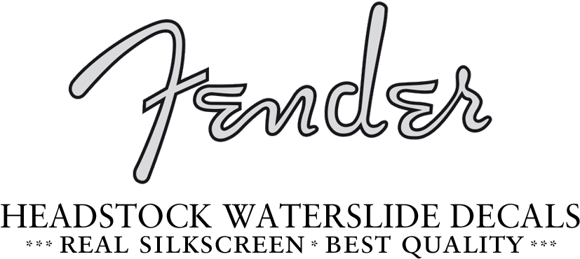 Fender Black Headstock Decal (850x409), Png Download