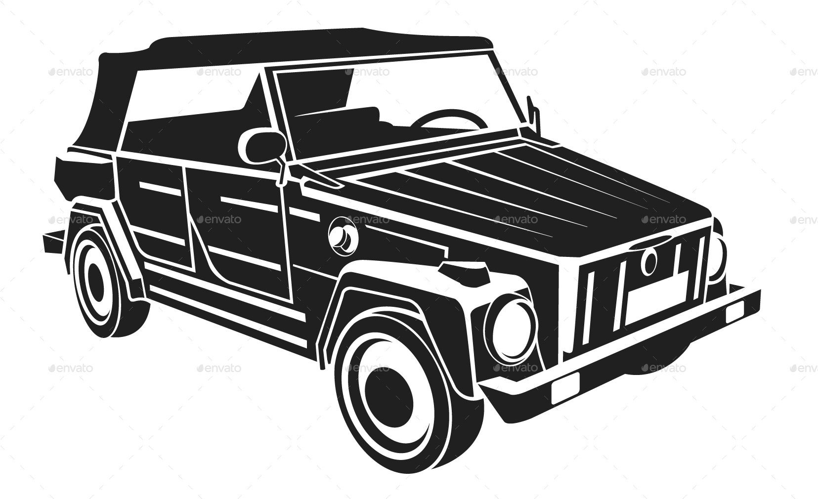 Vw Silhouette Car Set By Vectorio - Safari Volkswagen Vector (1660x1025), Png Download