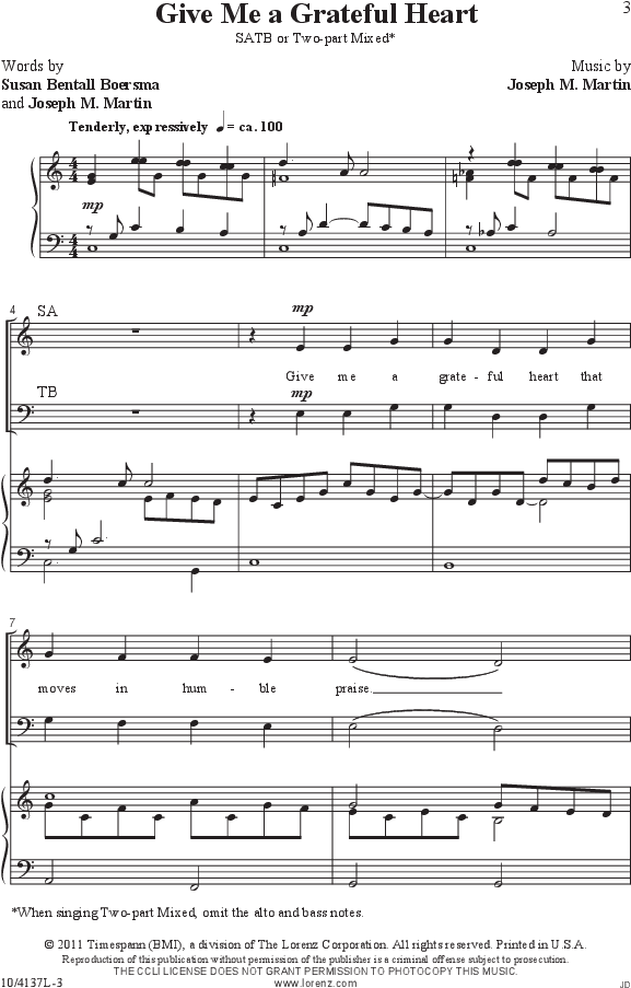 Give Me A Grateful Heart Satb By Joseph M J W Pepper - Give Thanks With A Grateful Heart Music Sheet (672x984), Png Download