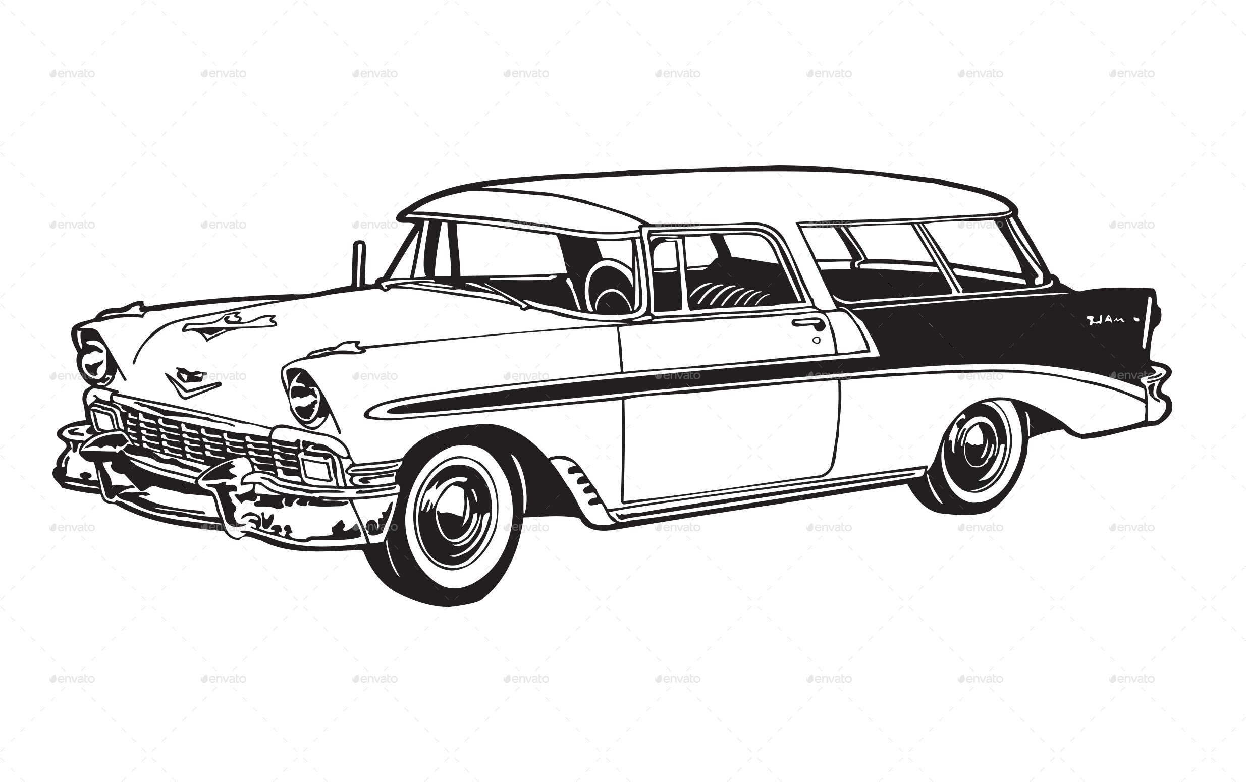 Collection Of Free Cars Drawing Zombie - Car Wall Mural - Ghostbusters (2480x1556), Png Download