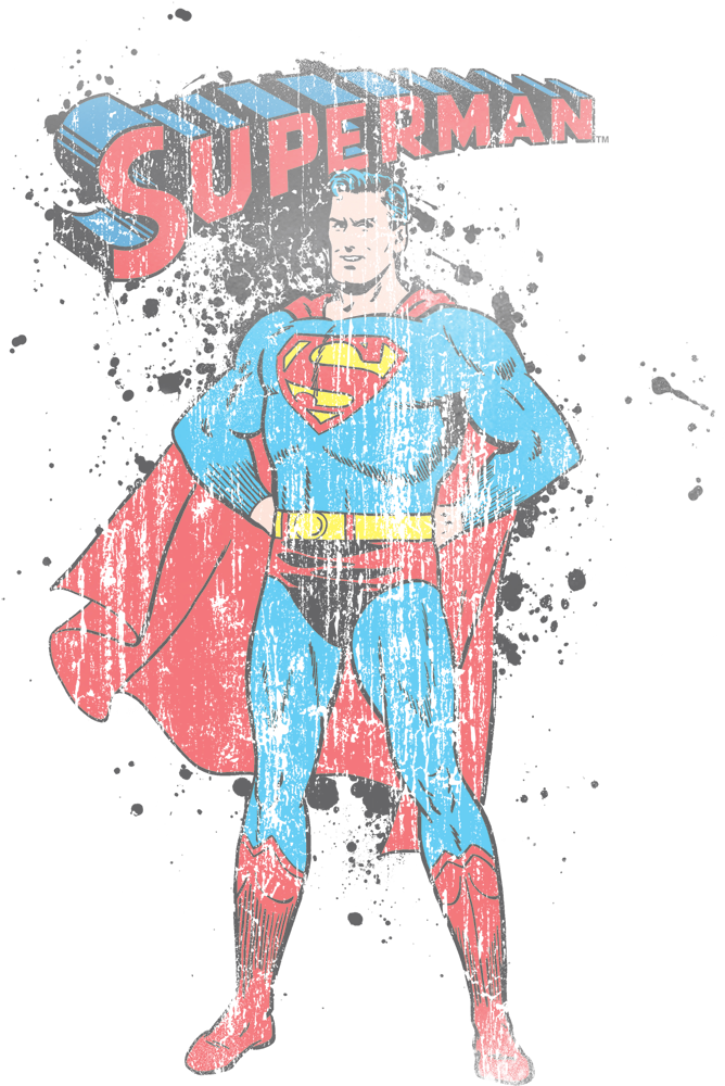 Superman Vintage Ink Splatter Men's Regular Fit T-shirt - T-shirt (680x1003), Png Download