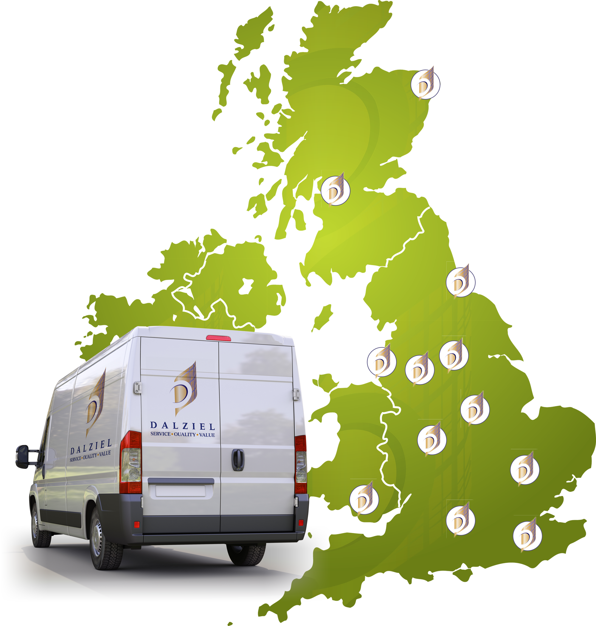 Dalziel Uk Map With Van - Great Britain Vector Map (2000x2100), Png Download