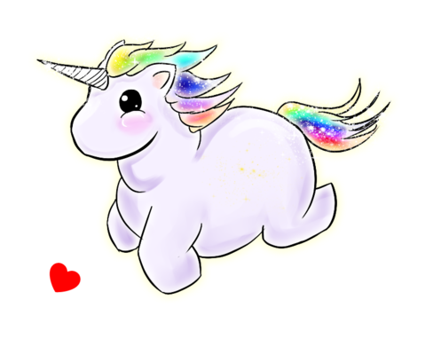 I Love Fat Unicorns - Unicorn Cartoon Transparent Background (500x394), Png Download