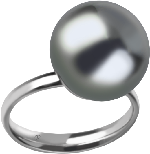 Basic Ring 14 Kt White Gold, Diamonds, Pearl - Gold (600x600), Png Download