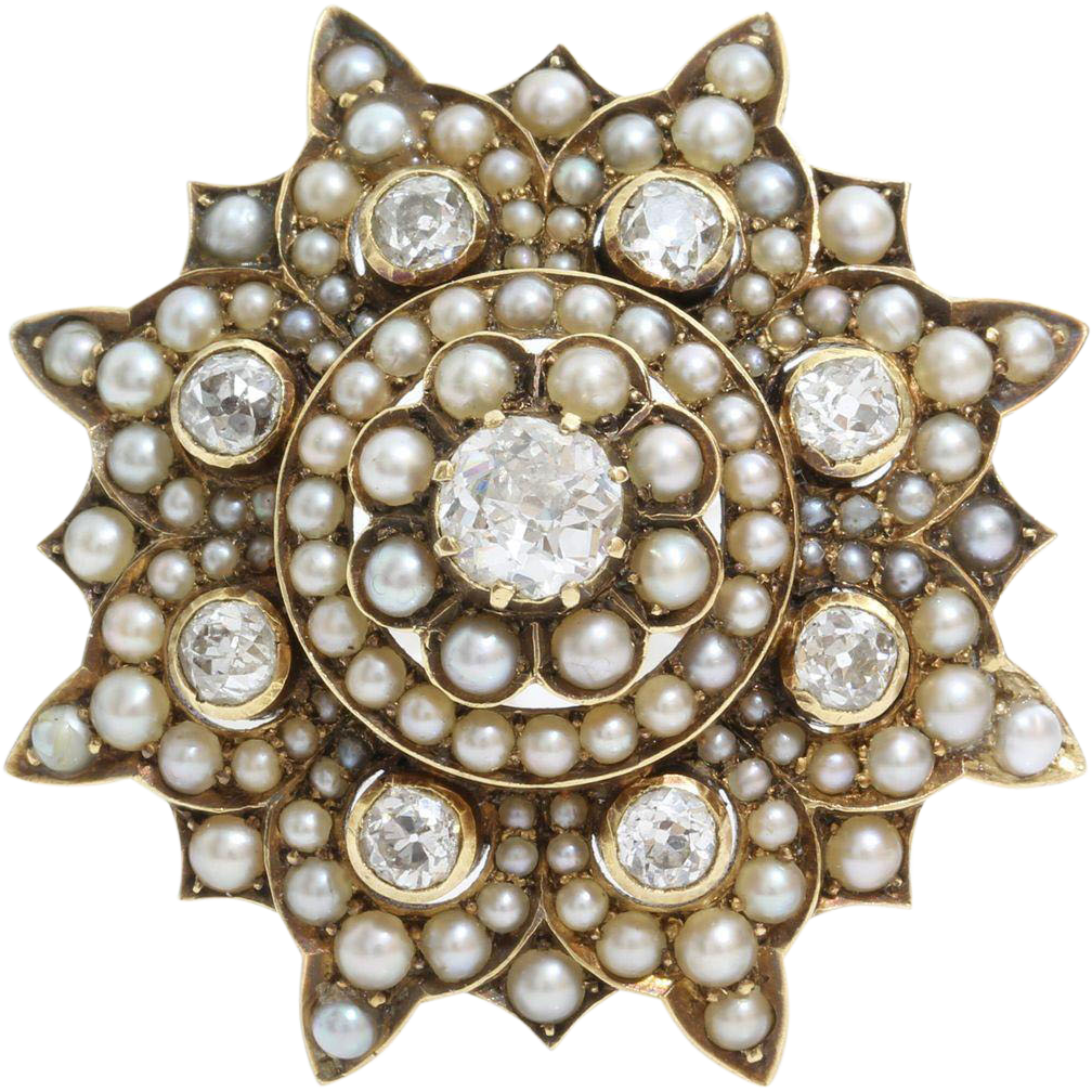Victorian Diamond Pearl Brooch - Jewellery (1008x1008), Png Download