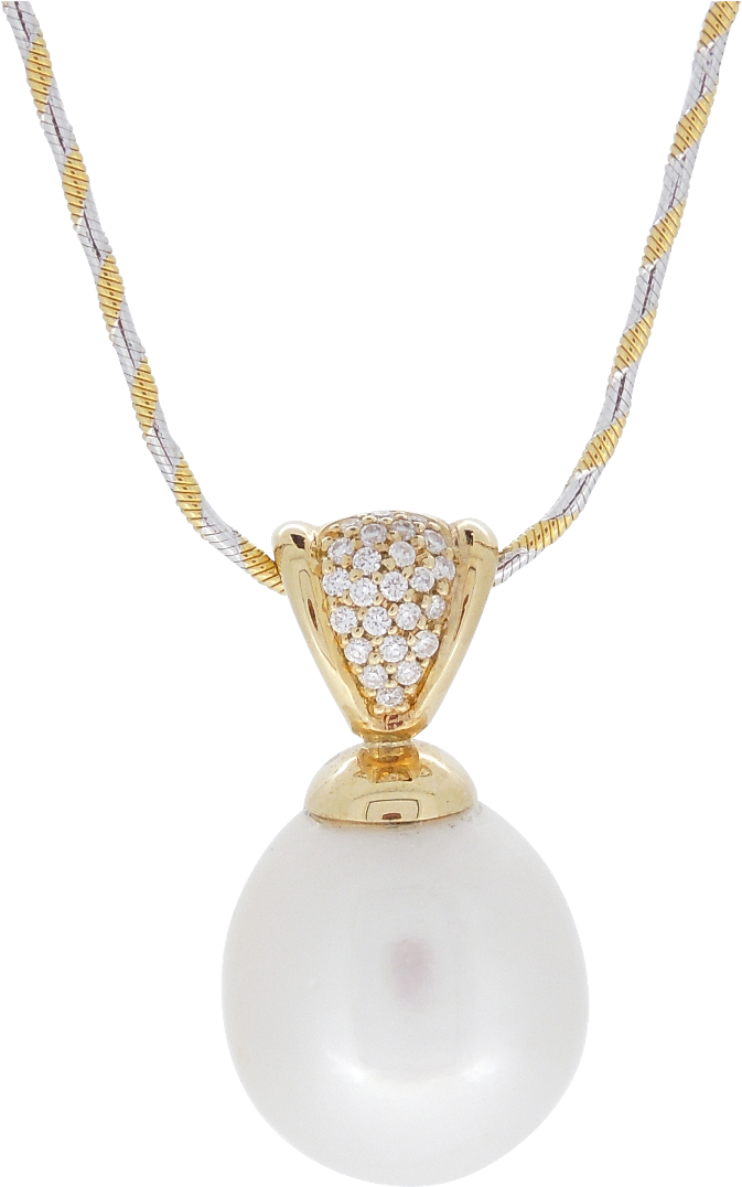 Pearl & Diamond Set Pendant - Locket (1605x1172), Png Download