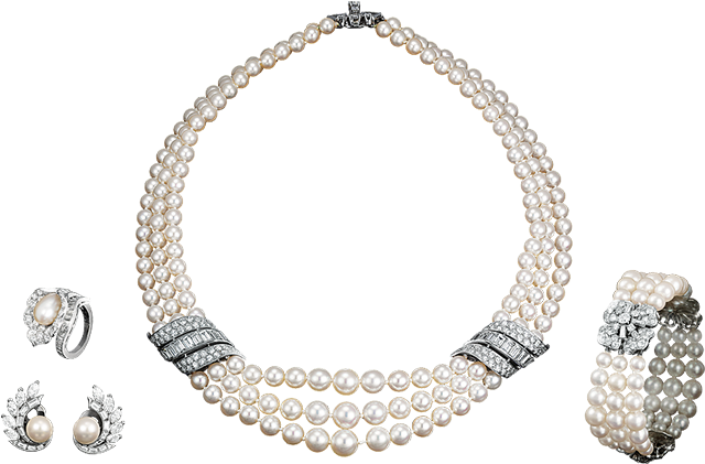 Platinum, Pearls, Diamonds - Pearl Sets Van Cleef And Arpels (800x544), Png Download