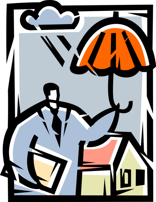 Vector Illustration Of Businessman Homeowner With Home (541x700), Png Download