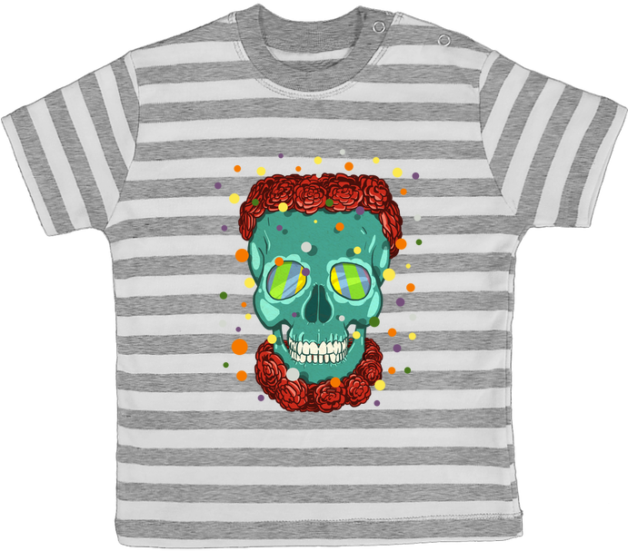 T-shirt Bébé À Rayures Skull Confetti Par Tomi Ax (690x850), Png Download