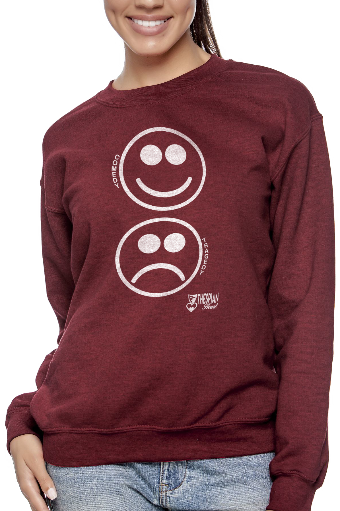Comedy Tragedy Emoji Unisex Sweatshirt (1195x1794), Png Download