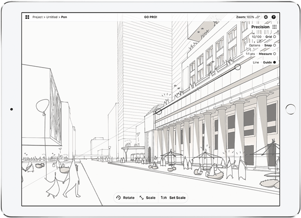 Woojae Sung Sketch For Concepts On Ipad Scale Tool (734x565), Png Download