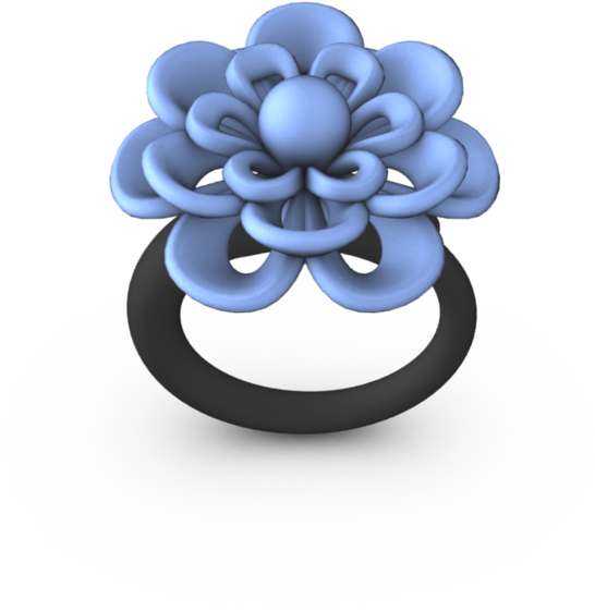 Blue 3d Printed Ring - Blueblossom (1000x1000), Png Download
