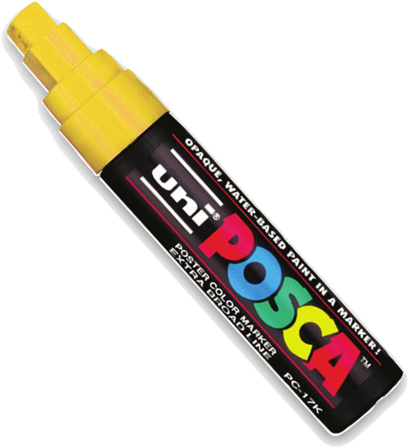Yellow Window Marker - Sanford Uni-posca Paint Marker Pen, Extra-broad Point, (700x699), Png Download