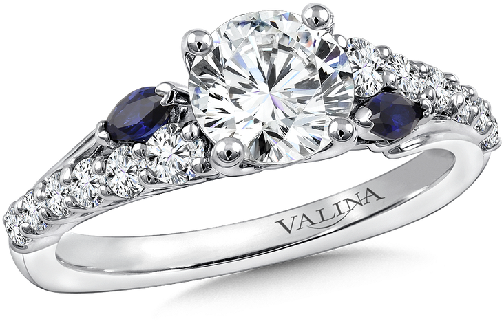 Valina Diamond & Blue Sapphire Engagement Ring Mounting (800x800), Png Download