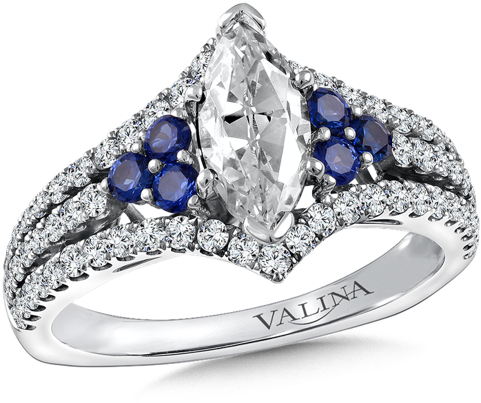 Valina Diamond & Blue Sapphire Engagement Ring Mounting - Engagement Ring (800x800), Png Download