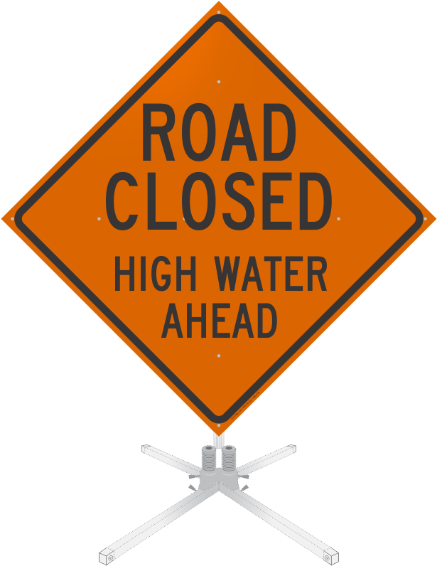 Download Road Closed High Water Ahead Rollup Sign Right Lane Closed