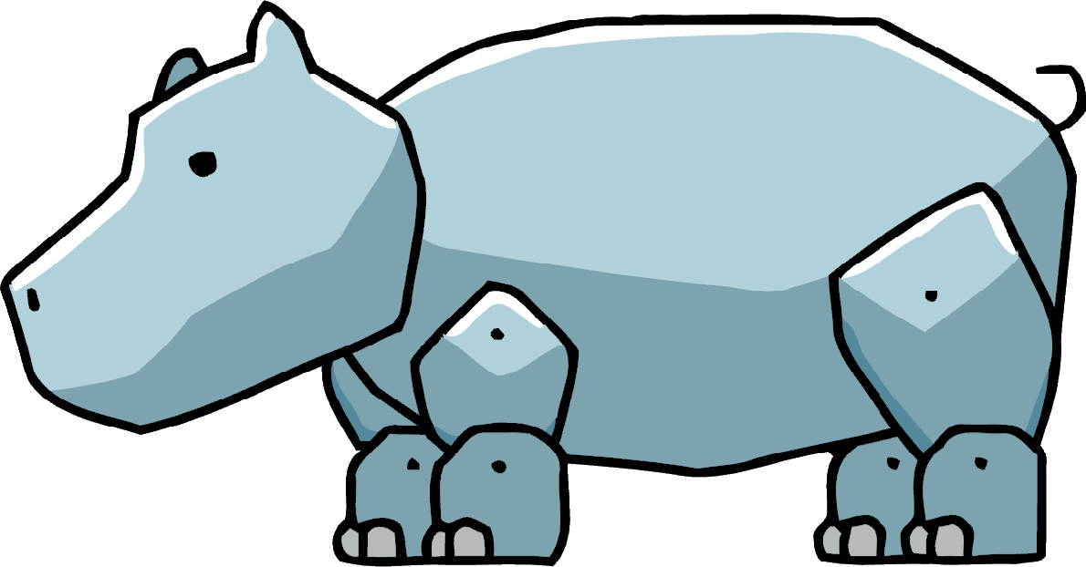 Hippopotamus - Scribblenauts Hippo (1190x622), Png Download