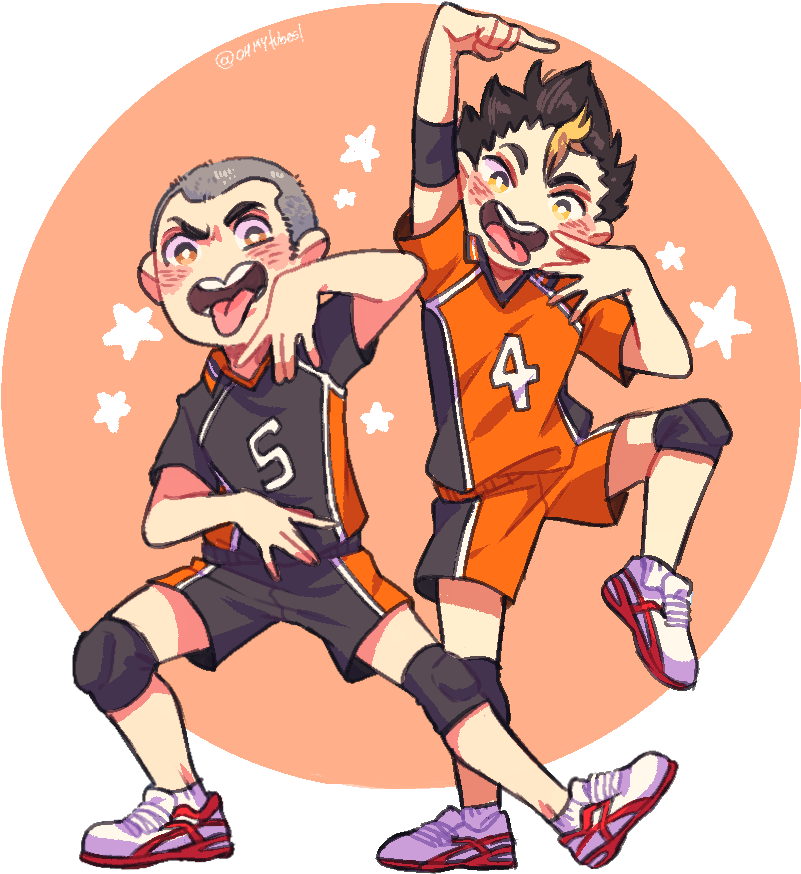 Tanaka Ryuunosuke Nishinoya Yuu Fanart Cosmicyachi - Cartoon (1000x900), Png Download