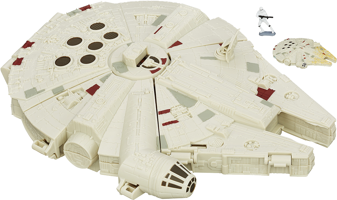 Micromachines Millenium Falcon Playset - Star Wars The Force Awakens Micro Machines Millennium (1146x687), Png Download