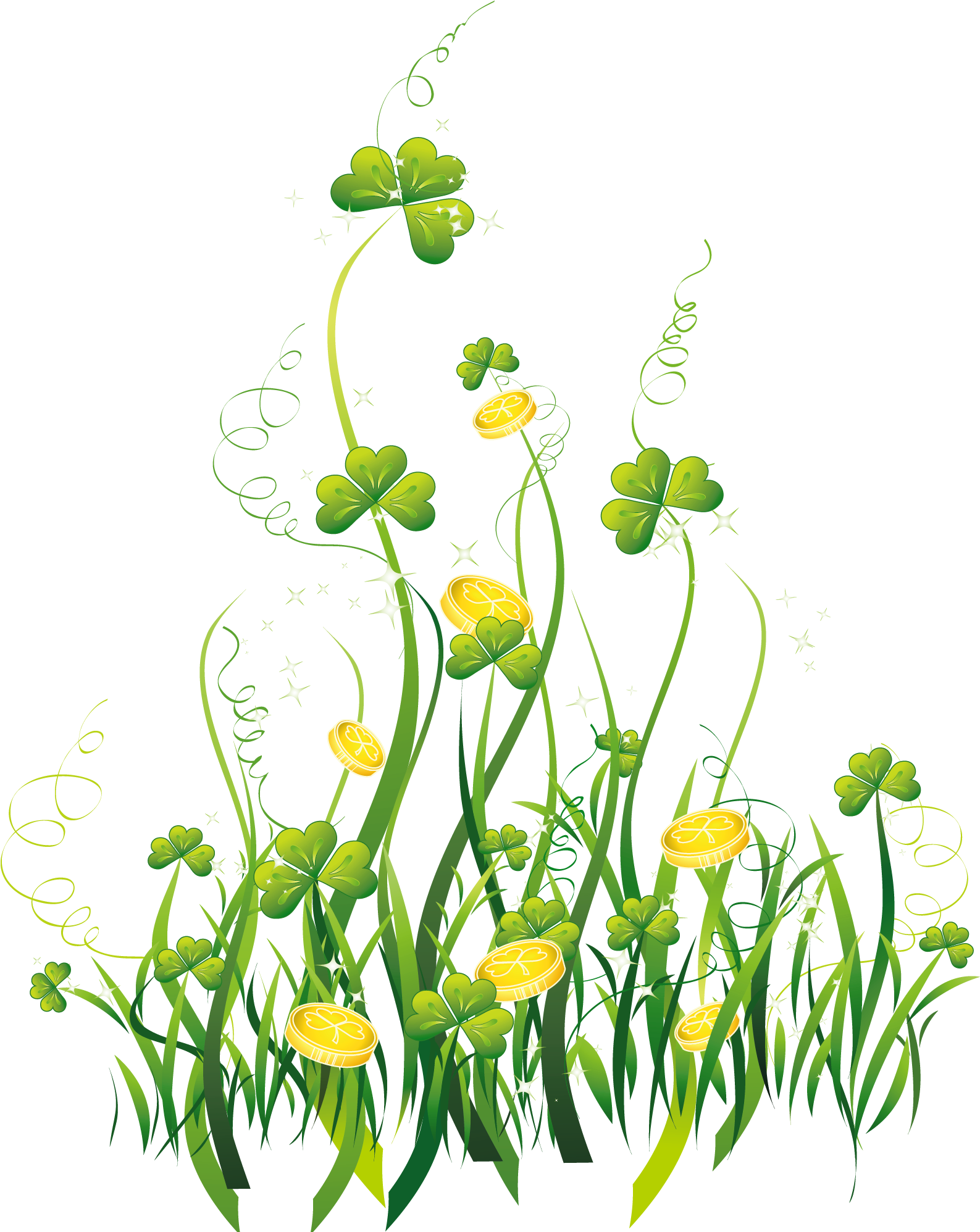 Shamrocks With Coins Pngs (1627x2020), Png Download