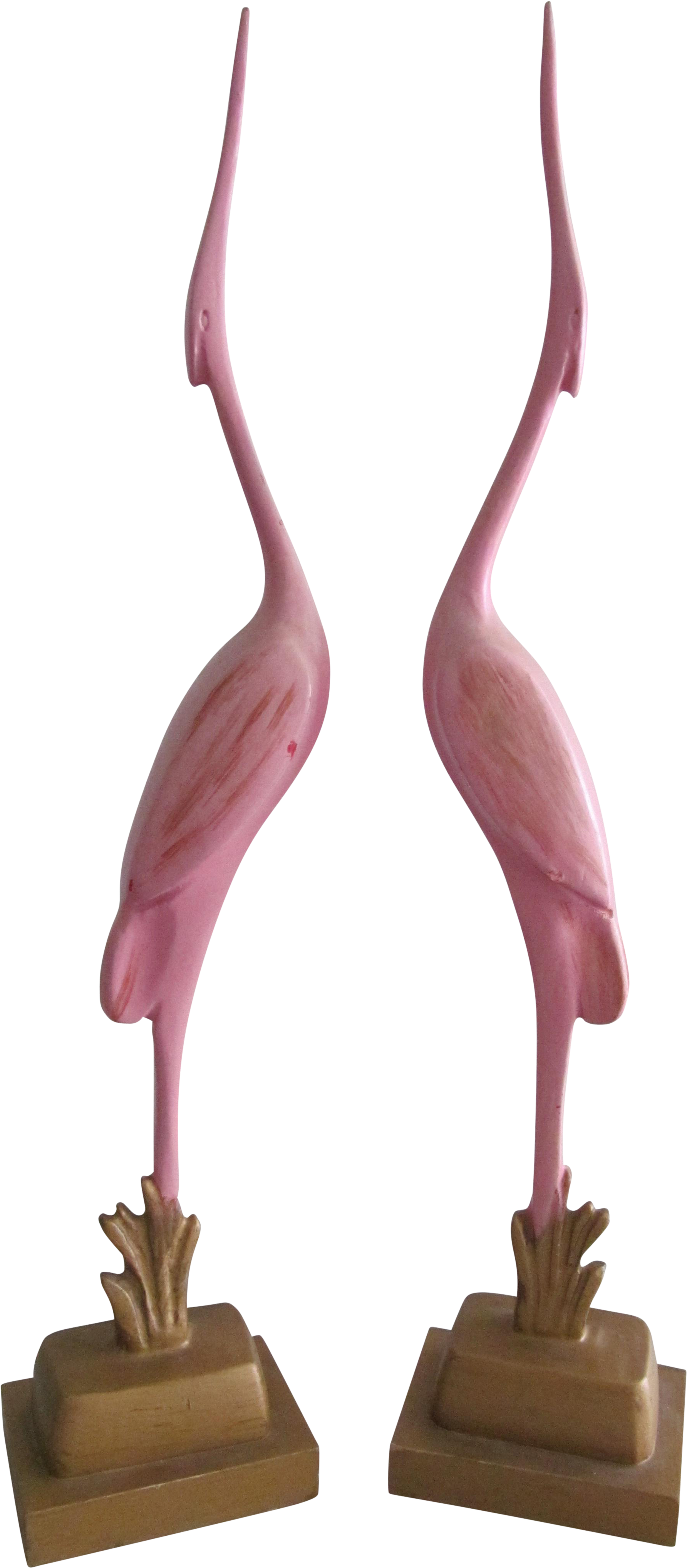 Whimsical Pair Of Vintage Hand Carved Flamingos - Flamingo (1981x4524), Png Download