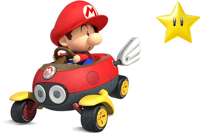 Baby Mario - Mario Kart 8 Deluxe Baby Mario (1132x500), Png Download