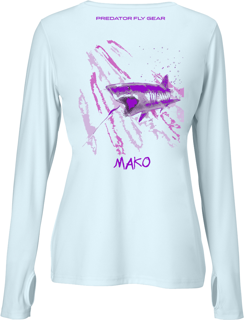 Womens Mako Performance Shirt, Shortfin Mako Shark - Shirt (1001x1144), Png Download