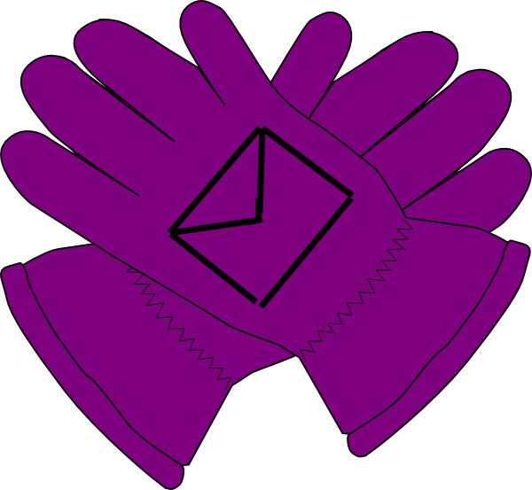 Purple Gloves Envelope Clip Art At Clker - Purple Gloves Clipart (600x553), Png Download