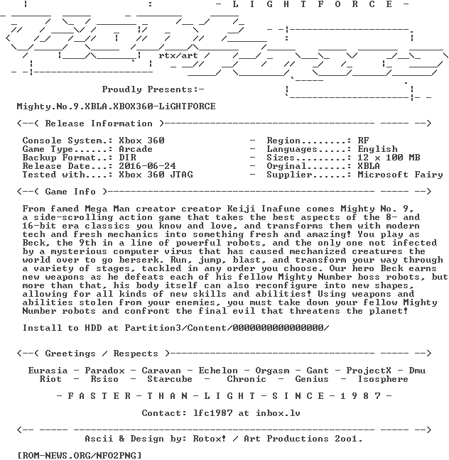 Mighty - No - 9 - Xbla - Xbox360-lightforce - - Pdf (632x648), Png Download