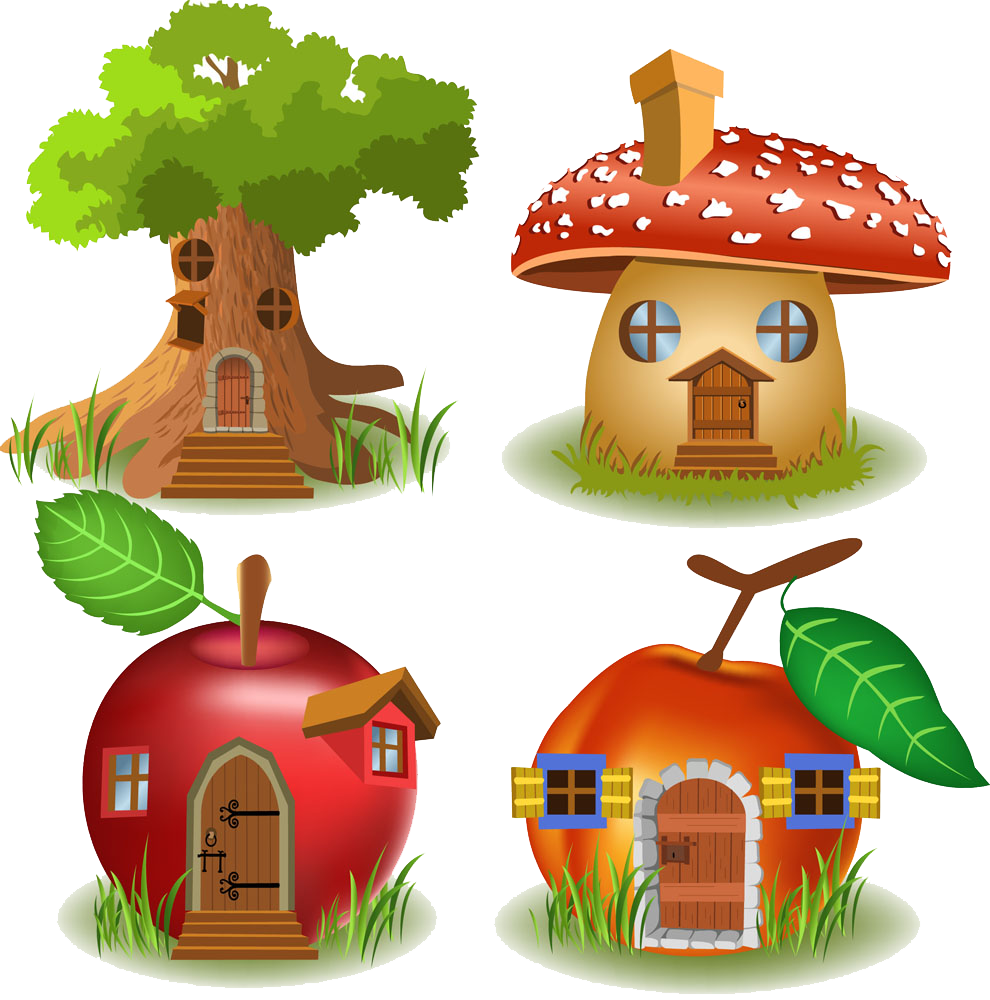 Free Clipart Fairy Apple Tree - ภาพ วาด บ้าน เห็ด (990x1000), Png Download