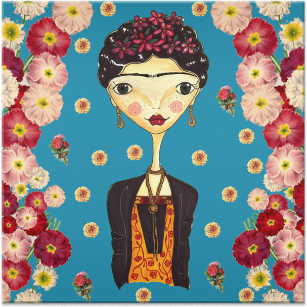 Azulejo Frida Fundo Azul De Fernanda Furtadona - Society6 Flower Owl Iphone & Ipod Skin - Iphone (800x800), Png Download