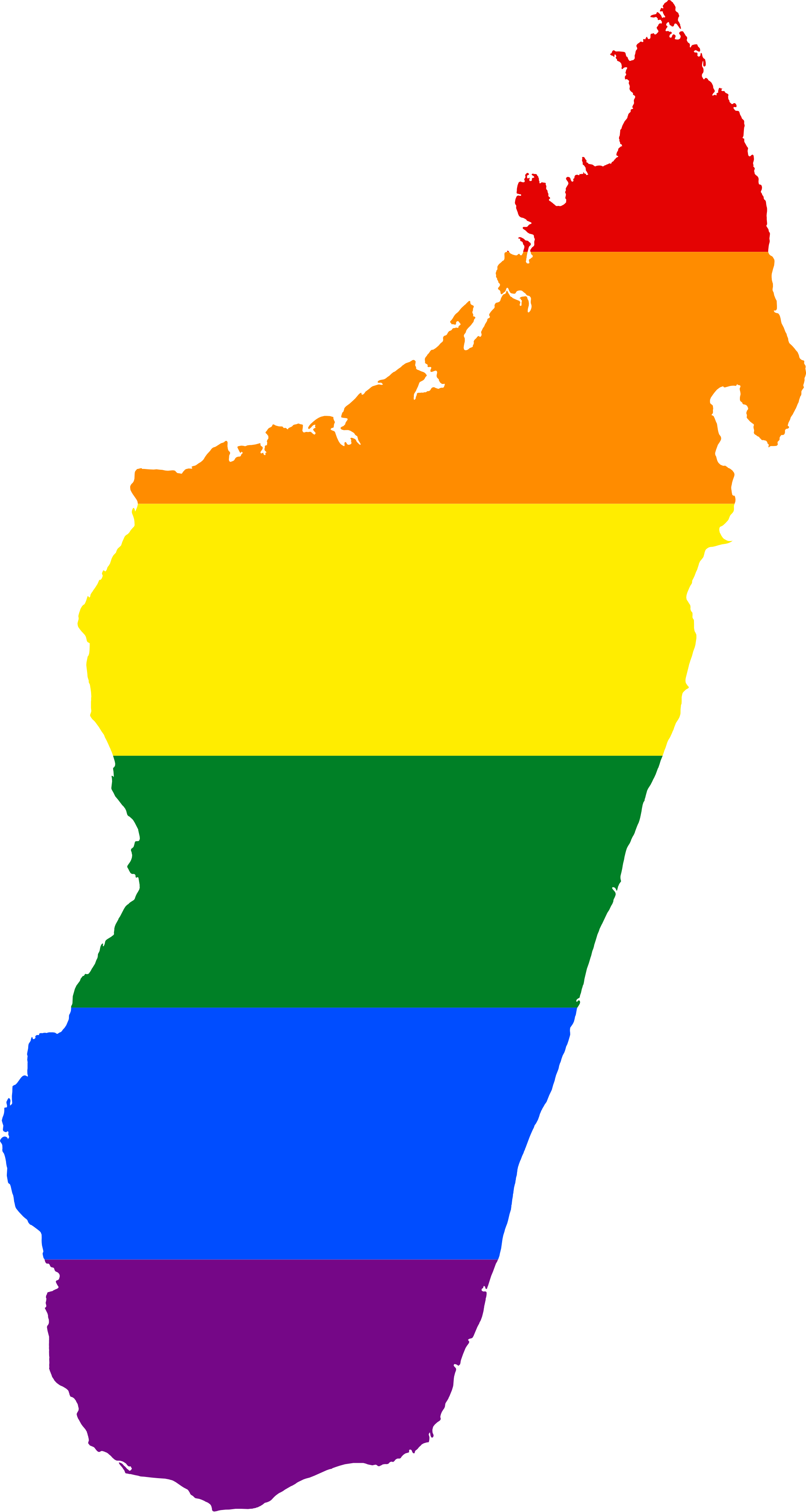 Lgbt Flag Map Of Madagascar - Madagascar Map Vector (2000x3753), Png Download